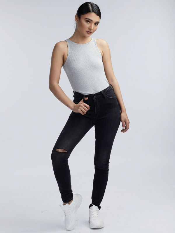 ג’ינס סקיני שחור גבוה PEARL