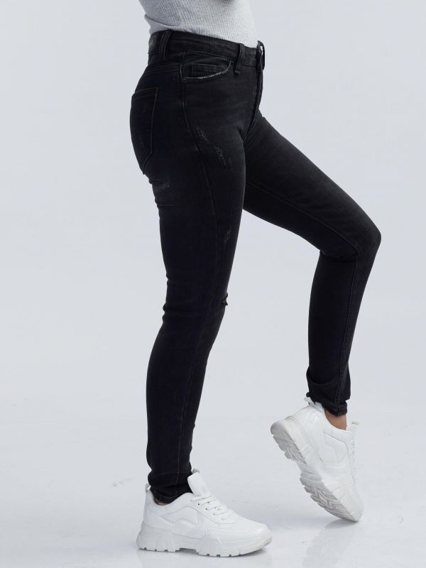 ג’ינס סקיני שחור גבוה PEARL