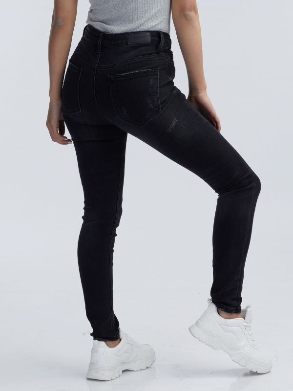 ג’ינס סקיני שחור גבוה PEARL