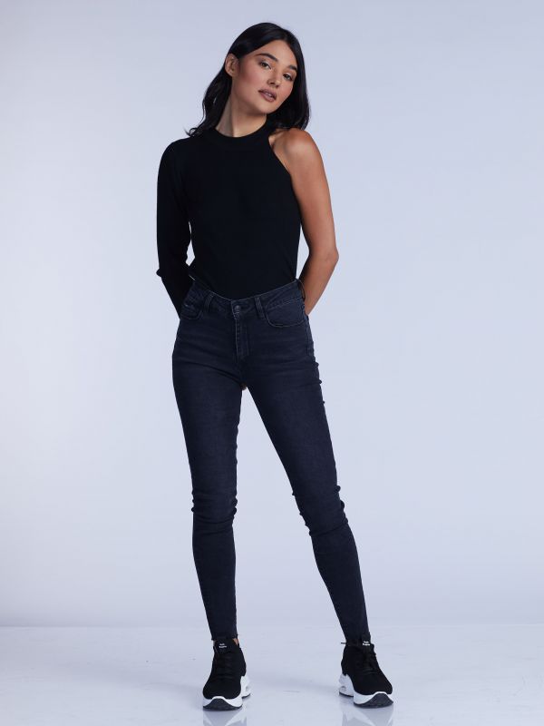 מכנסי ג’ינס RAVE SUPER שחורים לנשים