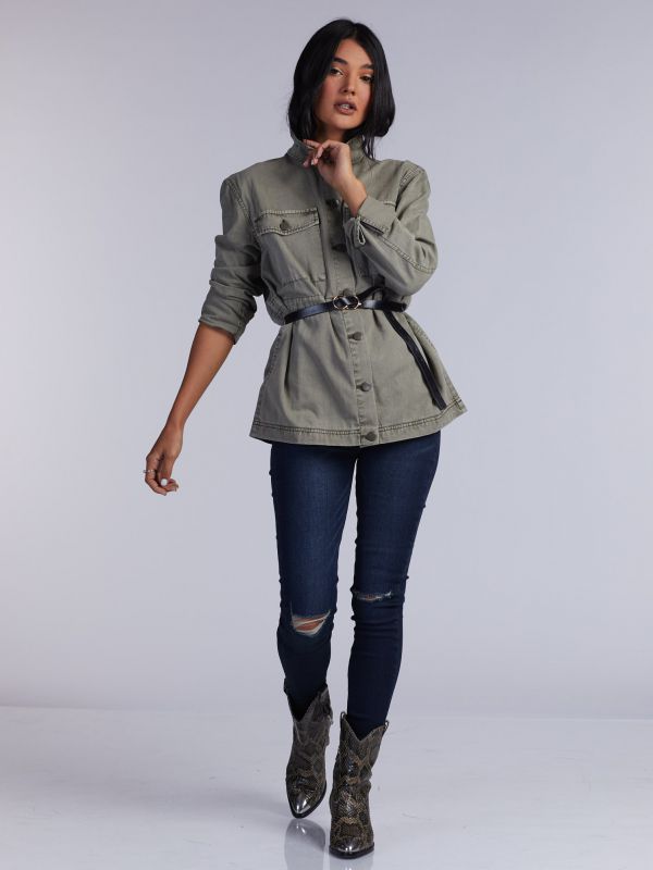 מכנסי ג’ינס RAVE SUPER כחול שחור עם קרעים לנשים