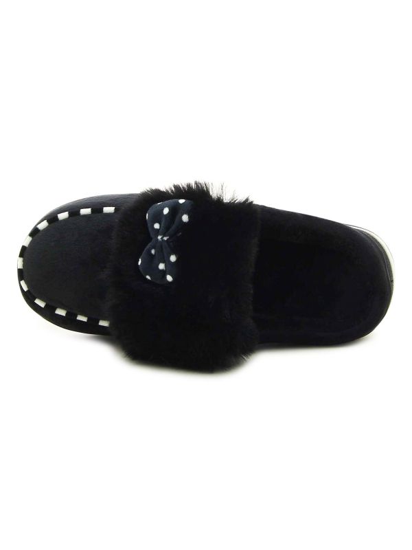 נעלי בית פרווה עם פפיון לנשים