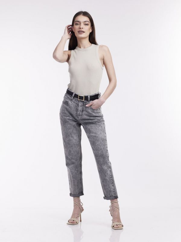 ג’ינס MOM אפור