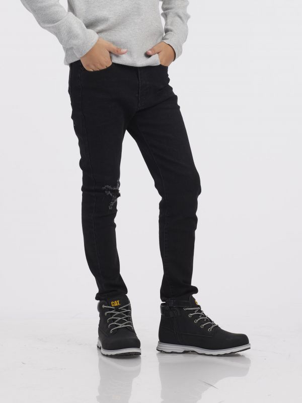 ג’ינס OSCAR שחור עם קרע ברך