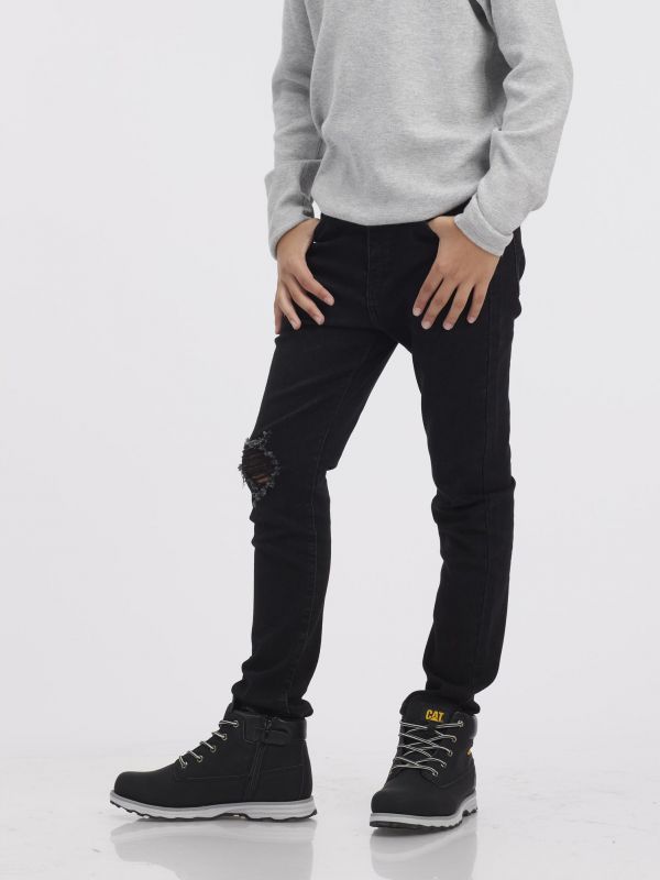 ג’ינס OSCAR שחור עם קרע ברך