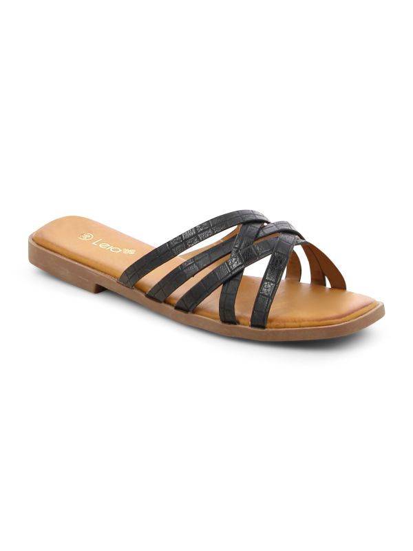 כפכפי רצועות מוצלבות דוגמת נחש לנשים