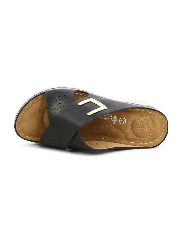 כפכפי עקב רוקי לנשים עם רצועות מוצלבות