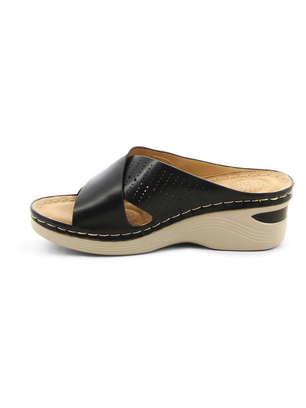 כפכפי עקב רוקי לנשים עם רצועות מוצלבות