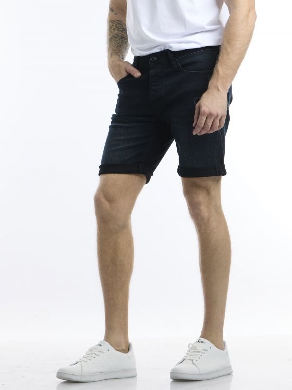 ג’ינס קצר סלים כחול שחור