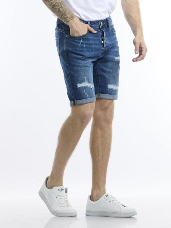 ג’ינס קצר כחול סלים אופנתי