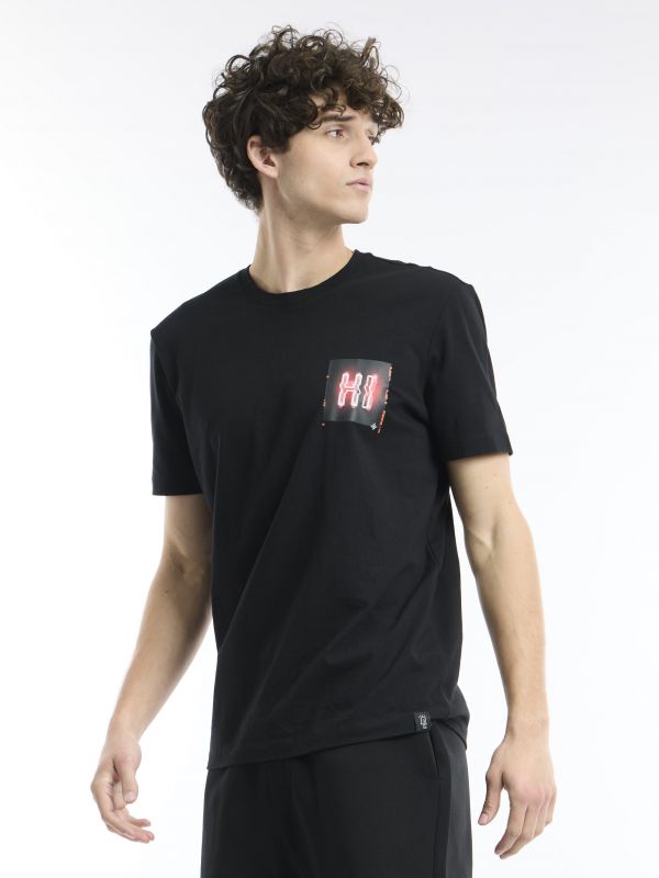 טי שירט קצרה עם הדפס אחורי