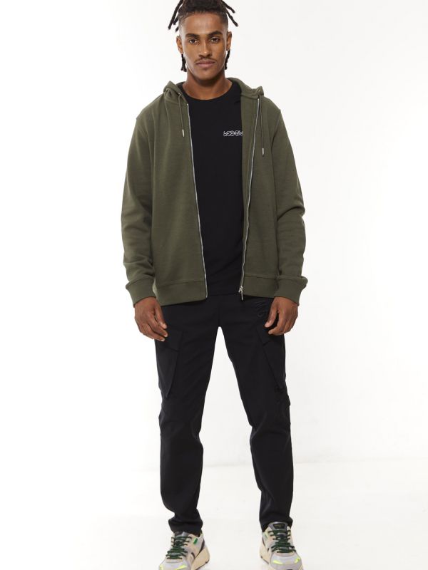 סווטשירט עם קפוצ’ון ורוכסן לגברים