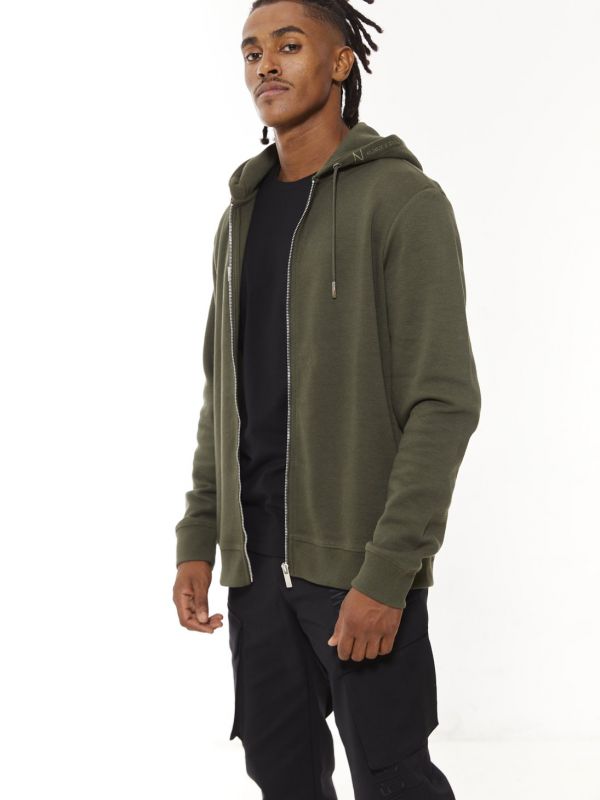 סווטשירט עם קפוצ’ון ורוכסן לגברים