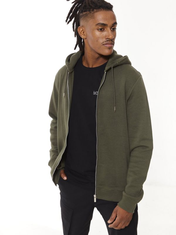 סווטשירט עם קפוצ’ון ורוכסן לגברים