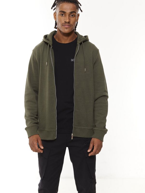 סווטשירט עם קפוצ’ון ורוכסן לגברים