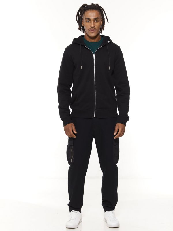 סווטשירט עם קפוצ’ון ורוכסן לגברים