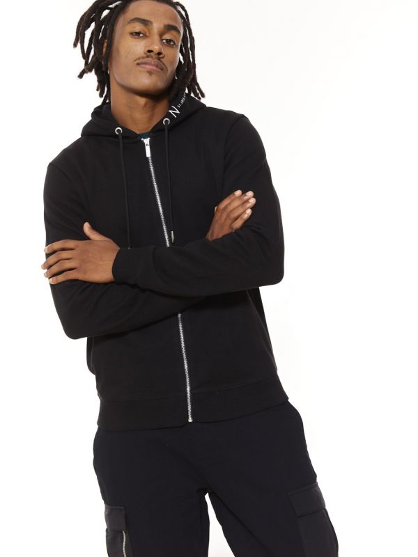 סווטשירט עם קפוצ’ון ורוכסן לגברים