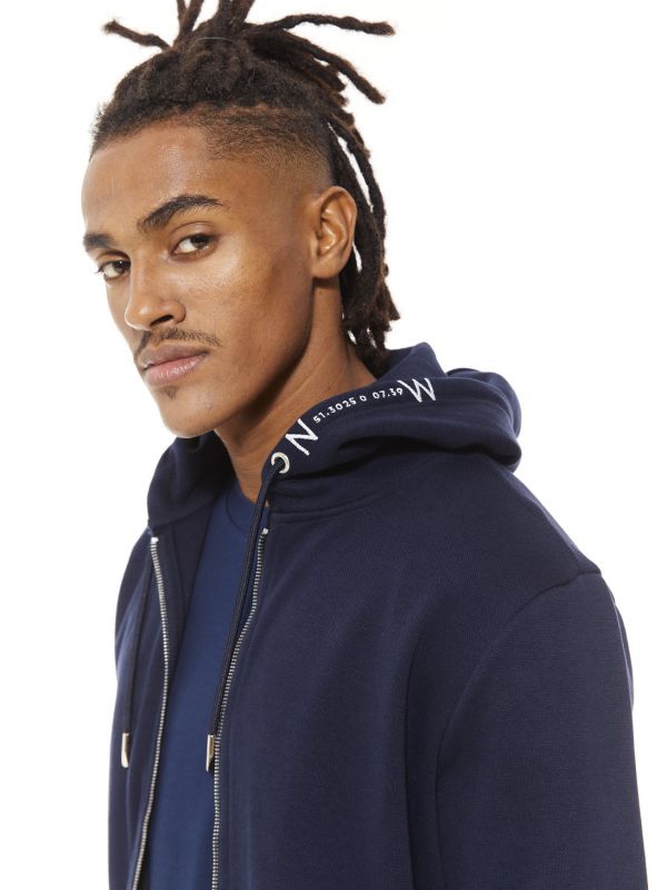 סווטשירט עם קפוצ’ון ורוכסן לגברים