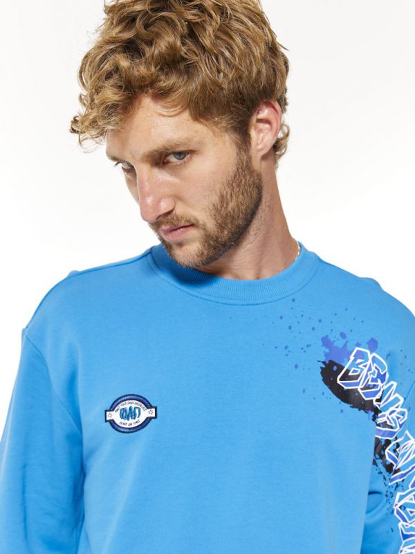 סווטשירט לגברים עם הדפס דו צדדי צבעוני