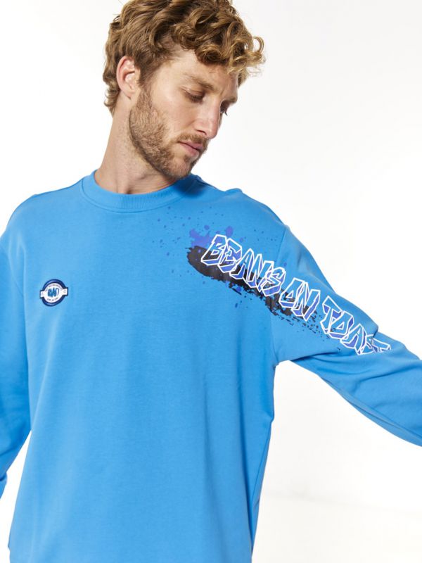 סווטשירט לגברים עם הדפס דו צדדי צבעוני