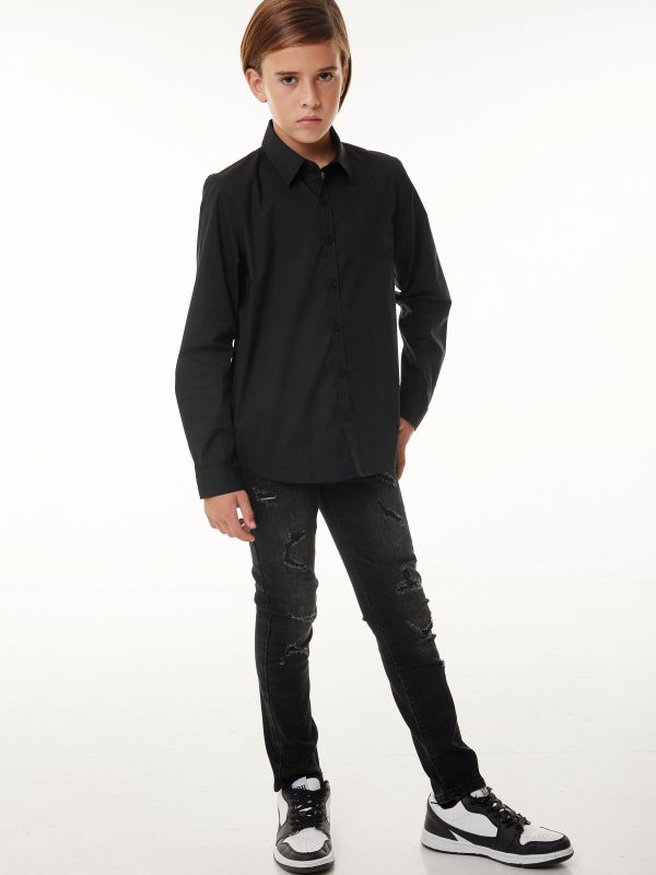 מכנסי ג’ינס בצבע שחור בגזרת סקיני עם קרעים לילדים