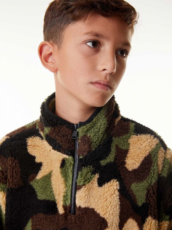 סווטשירט צבאי חצי רוכסן