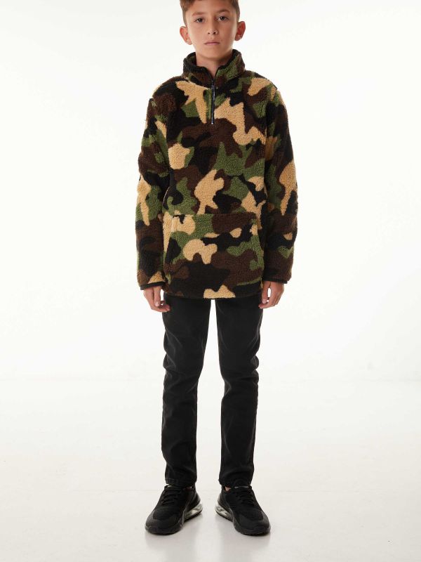 סווטשירט צבאי חצי רוכסן