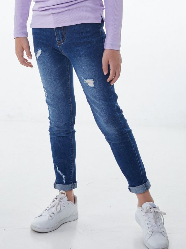 מכנסי ג’ינס בצבע כחול כהה לילדות