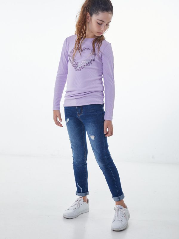 מכנסי ג’ינס בצבע כחול כהה לילדות