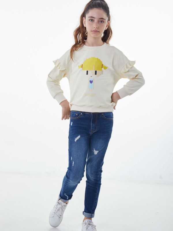 טי שירט ארוכה עם הדפס