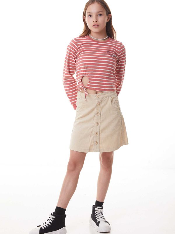 חצאית קורדרוי עם כפתורים