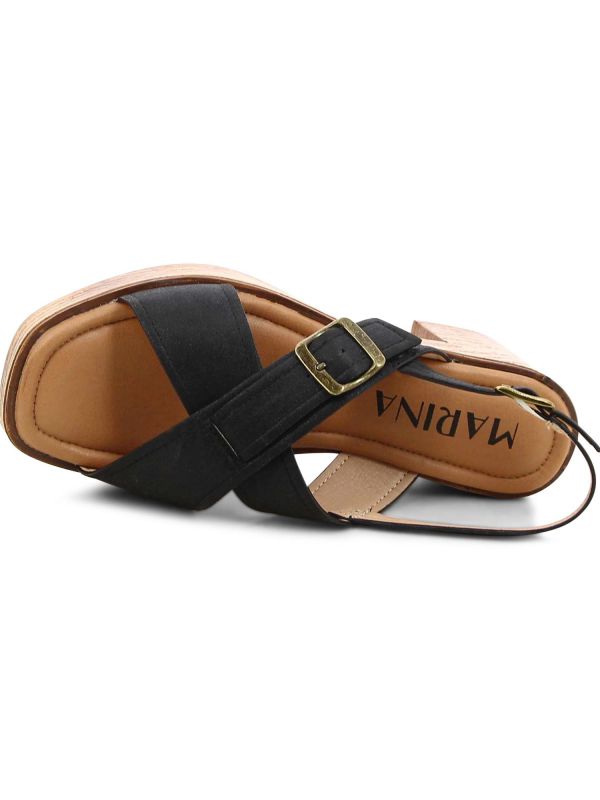 סנדלי עקב לנשים עם רצועות מוצלבות