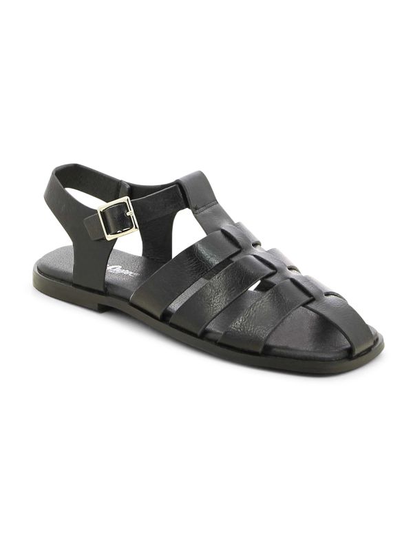 סנדלי נשים שטוחות עם אבזם