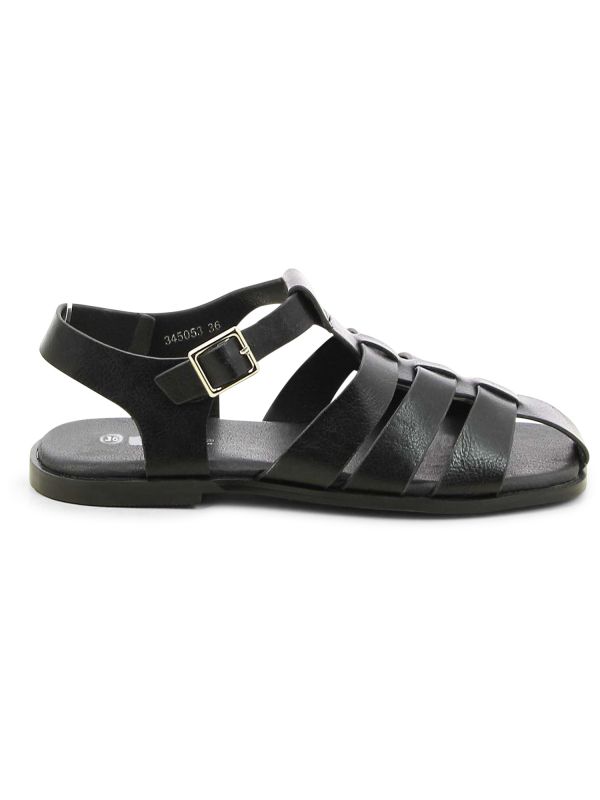 סנדלי נשים שטוחות עם אבזם