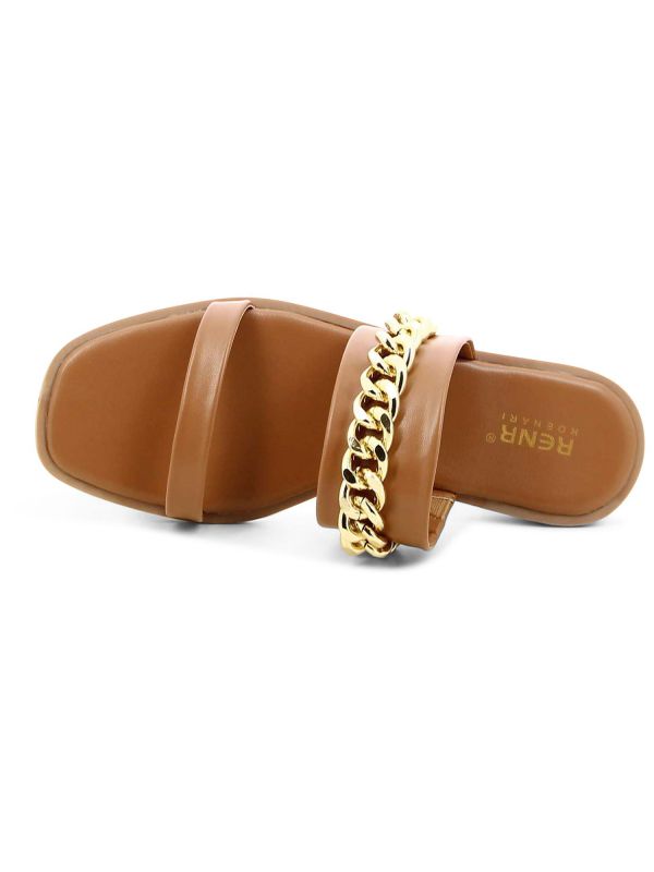 כפכפים שטוחים עם עיטור שרשרשת