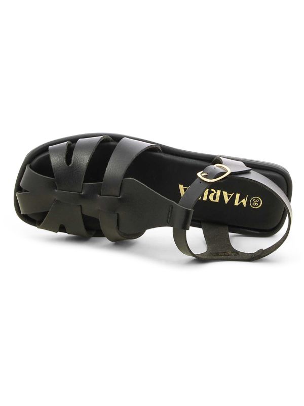 סנדלי נשים קלועים שטוחים