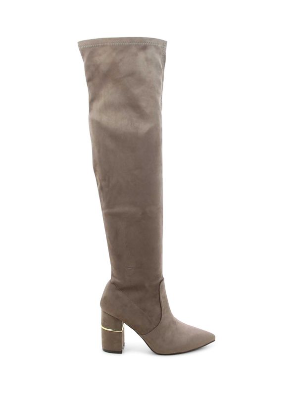 מגף זמש גבוה מעל הברך עם עקב אופנתי