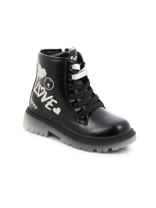 מגפי ילדות שחורים עם הדפס ”LOVE