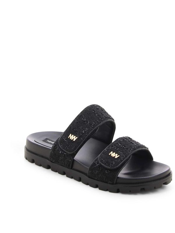 כפכפי רצועות טוויד לנשים