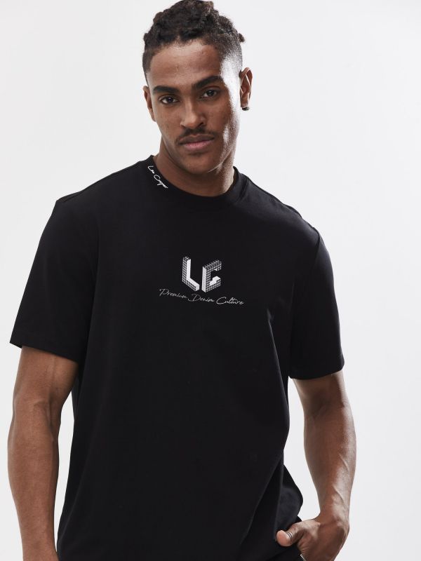 טי שירט עם הדפס דו צדדי לגבר