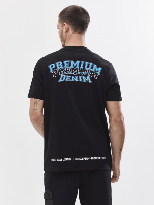 טי שירט עם עיטור והדפס אחורי לגבר