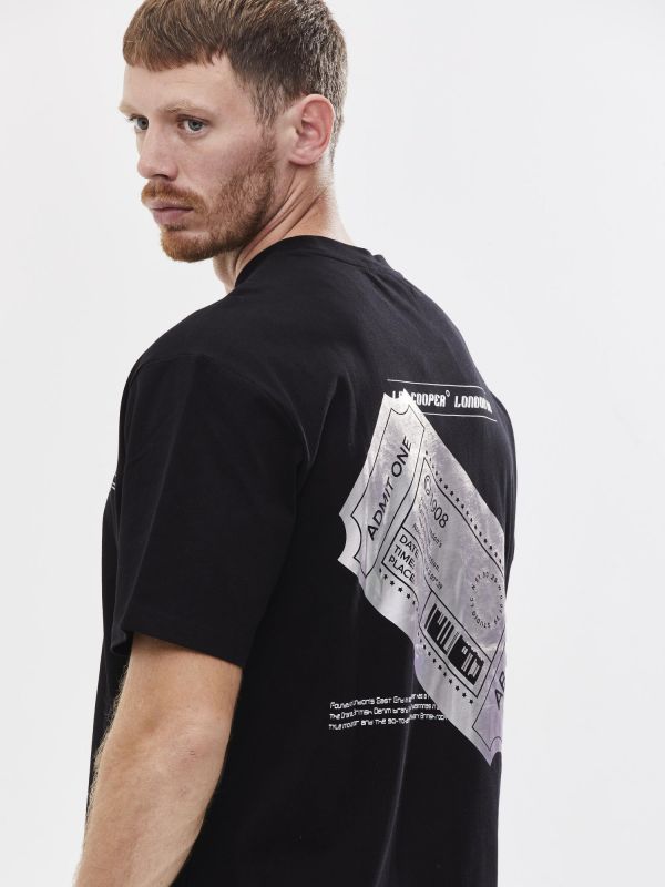 טי שירט אוברסייז עם הדפס דו צדדי לגבר