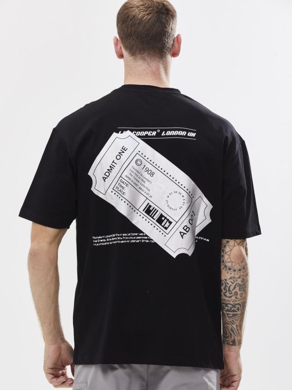 טי שירט אוברסייז עם הדפס דו צדדי לגבר