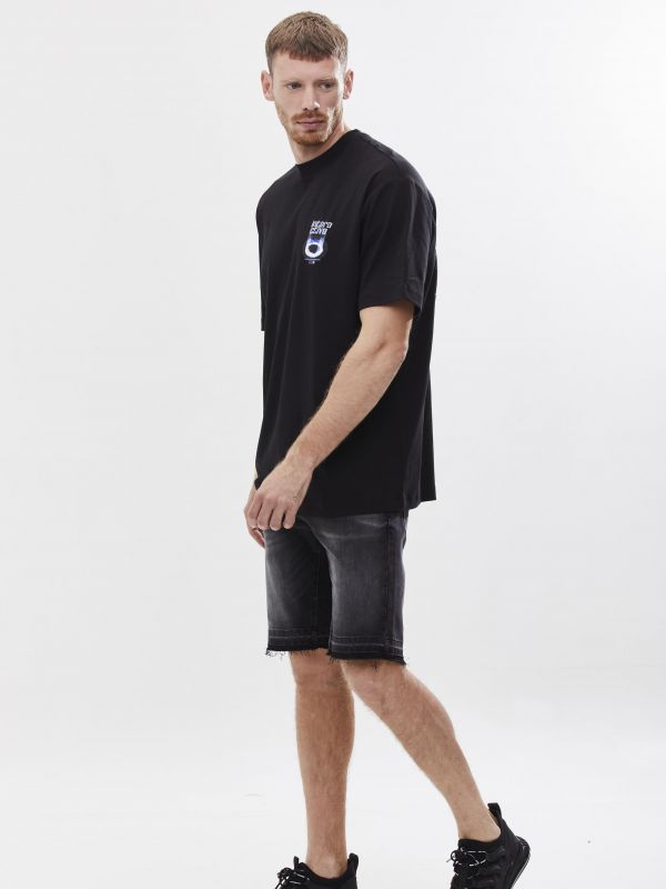 טי שירט אוברסייז עם הדפס דו צדדי לגבר