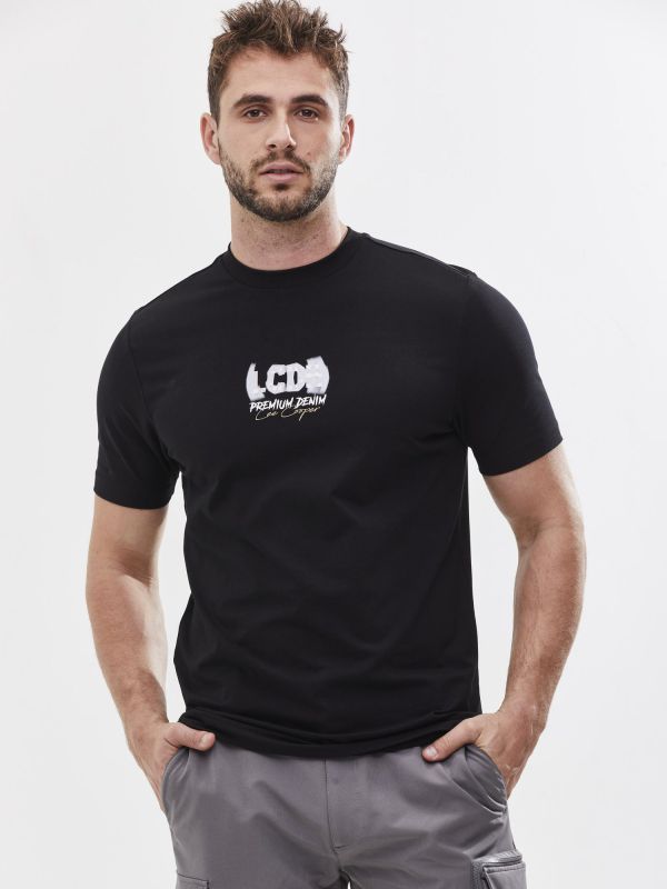 טי שירט עם הדפס דו צדדי לגבר