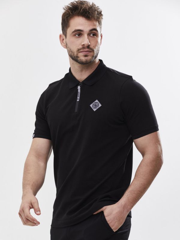 חולצת פולו עם רוכסן ושרוולים קצרים לגבר