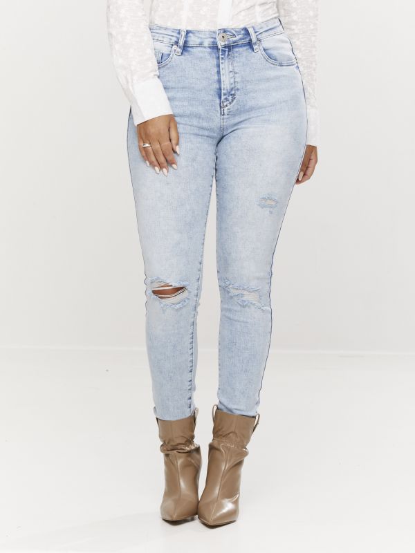 מכנסי ג’ינס LOLA כחול בהיר עם קרעים לנשים