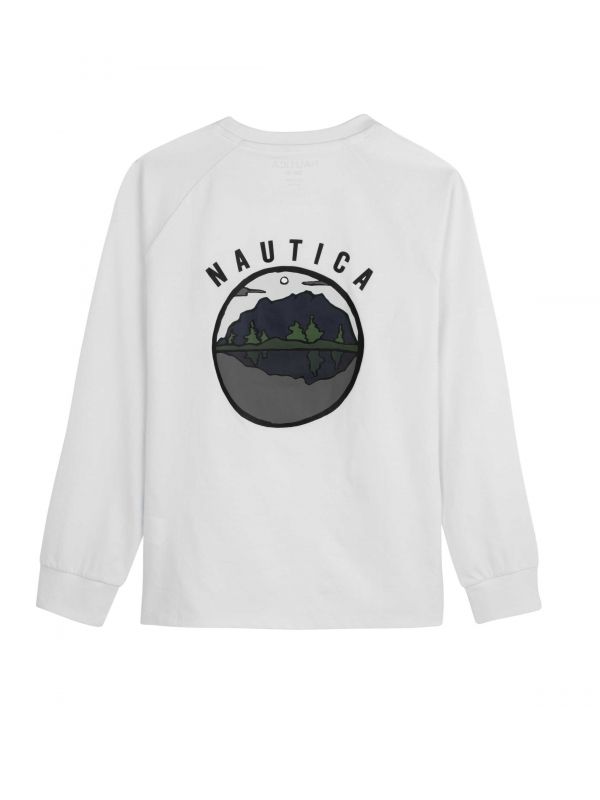 חולצת טי שירט בנים שרוול ארוך עם הדפס נוף