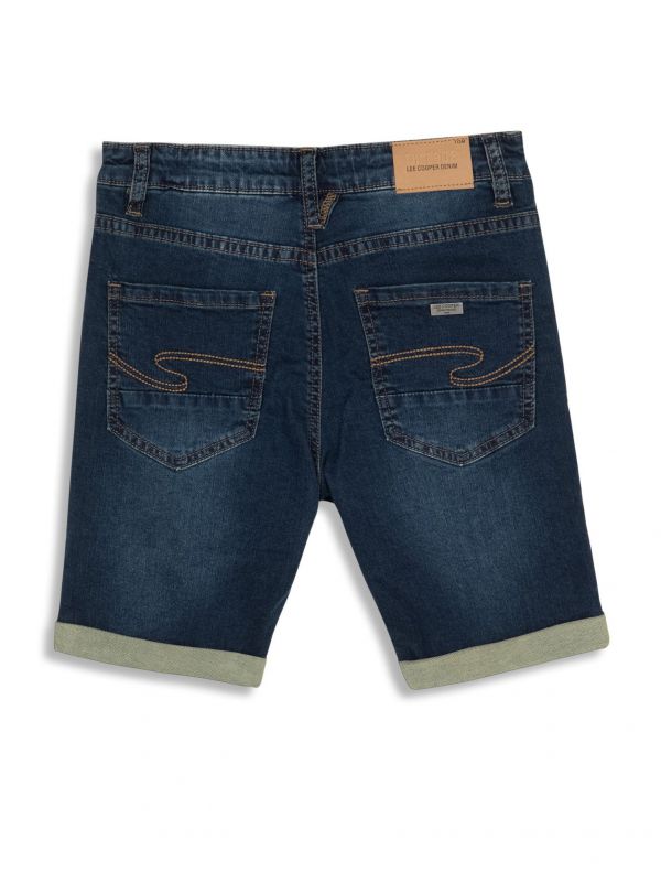 מכנסי ברמודה ג’ינס בצבע כחול כהה עם קיפול במכפלת לילדים