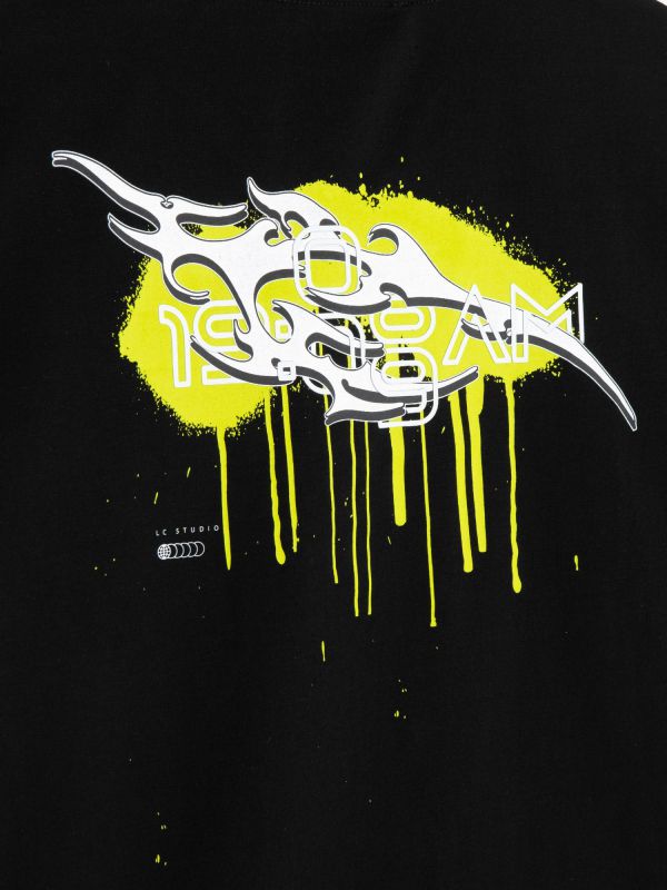 טי שירט עם שרוולים קצרים והדפס דו צדדי לילדים